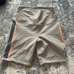 ALO Yoga Tan and Orange Bike Shorts